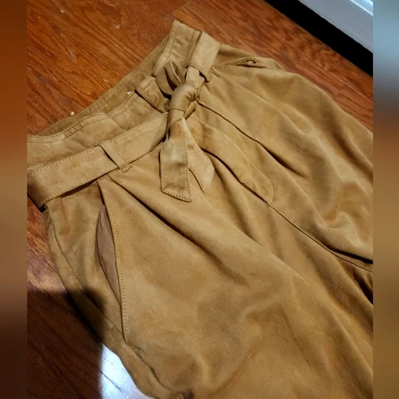 FREE PEOPLE x REVOLVE Nightfall Suede Paperbag Pant Camel, Size 4 - Picture 5 of 5